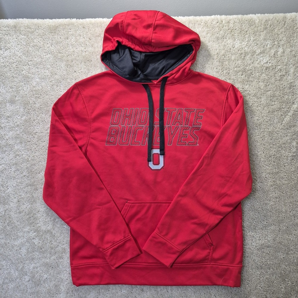 Ohio State Hoodie Mens Large Red Authentic Apparel Buckeyes Football Sweatshirt